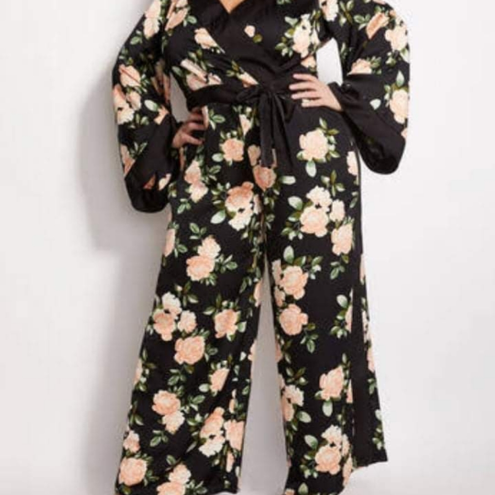 FLORAL SATIN JUMPSUIT
